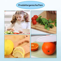 Goodchef 5 részes gyerekeknek való konyhai késkészlet - Dinoszáuros mintájú, biztonságos, fogazott élű műanyag és fa kések 2 éves kortól, zö 7