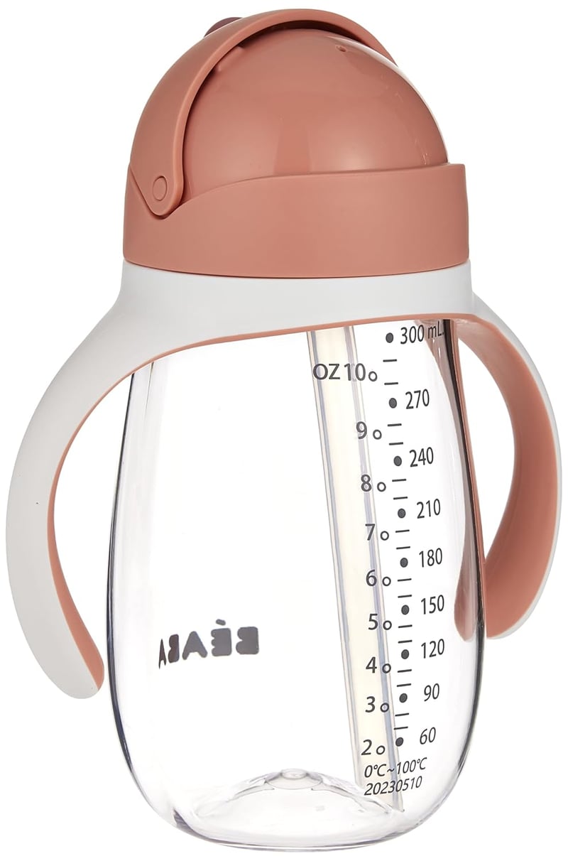 BÉABA Tanulópohár 2 az 1-ben - 300 ml Rózsaszín Gyerek Ivópohár Szívószállal - Szivárgásmentes, Levehető Fogantyúk, BPA-mentes Tritan