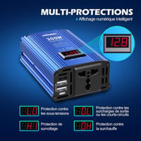 GIANDEL 300W Szivargyújtós Inverter LED Kijelzővel, USB-vel - 12V/220V Autós Áramátalakító 5