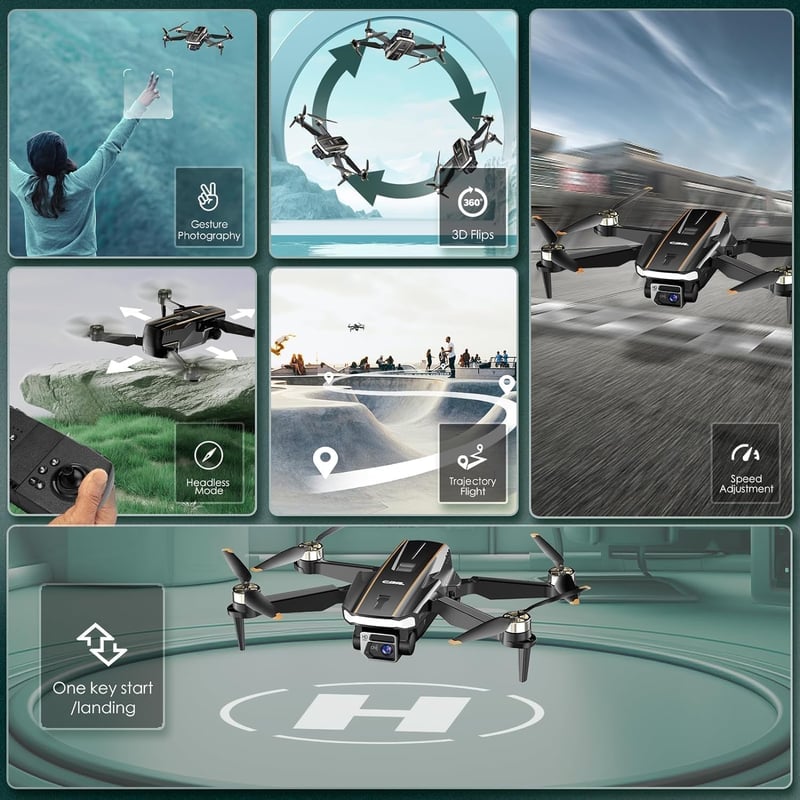 CHUBORY A68 WiFi FPV Drón Kezdőknek HD Kamerával, Kefenélküli Motorral, Automata Lebegéssel, 3D Flip Funkcióval, 2 Akkumulátorral és Hordtás