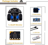 GeeekPi DeskPi MicroCar - BBC Micro:bit V2 Programozható Robot Autó Készlet - STEM Oktatási Eszköz Gyerekeknek - Grafikus Makecode Kódolás U 2