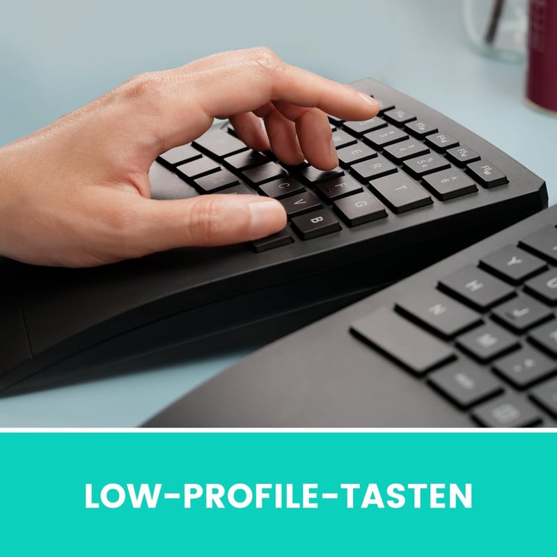 Perixx PERIBOARD-624B Wireless Ergonomic Split Billentyűzet QWERTZ, Fekete