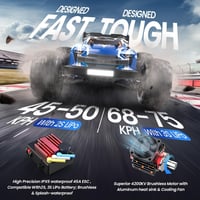 DEERC H16E Távirányítós Autó 1:16 Kefenélküli Motor 70 km/h - 4WD Versenyautó 2 Akkumulátorral 40 Perc Üzemidővel, 2.4 GHz RC Jármű 9