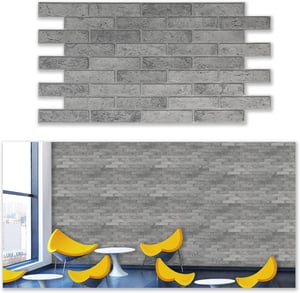 Grace Baltic 3D zidni panel - 4,8 m², 10 komada, uzorak sive cigle, 1 mm debeli PVC, unutarnja zidna dekoracija, tanak i fleksibilan
