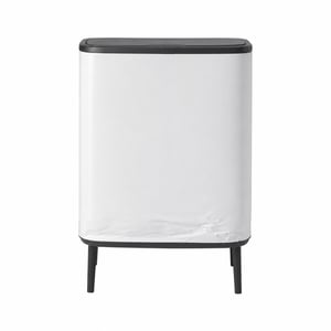 Coș de gunoi cu pedală și touch Brabantia Bo Touch Bin Hi, alb, dublu, 2x30L — fără îndoituri la bază, fără crăpături în partea de sus (stare: vezi a 2-a poză)