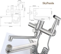 SkyPanda Fali Konyhai Csaptelep 4 Üzemmóddal - 360° Forgatható, 23 cm Kifolyócsővel, Kihúzható Zuhanyfejjel, Rozsdamentes Acél, Szálcsiszolt 5