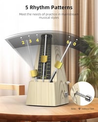 LEKATO Mechanikus Metronóm Fém Fogaskerékkel - Hangos, Pontos Időmérő Zongorához, Gitárhoz, Hegedűhöz - Klasszikus Piramis Dizájn, 40-208 BP 5