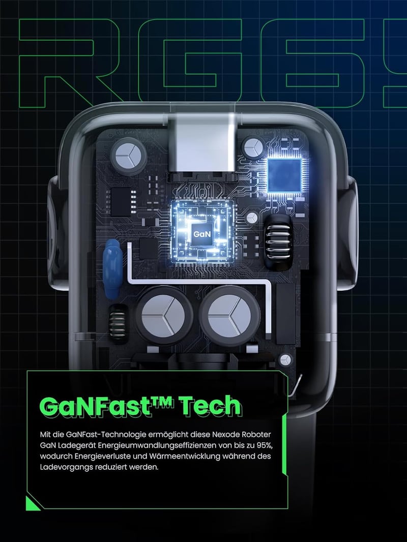 UGREEN Nexode RG 65W GaN USB-C gyorstöltő, 3 portos, LED kijelzős, MacBook/iPhone/Galaxy kompatibilis