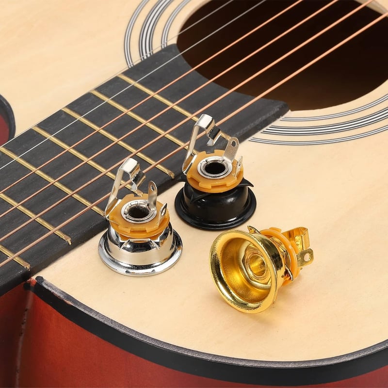 Gitár jack aljzat, 1/4", 2db - Sourcing Map ezüst mono/sztereó csatlakozó elektromos gitárhoz