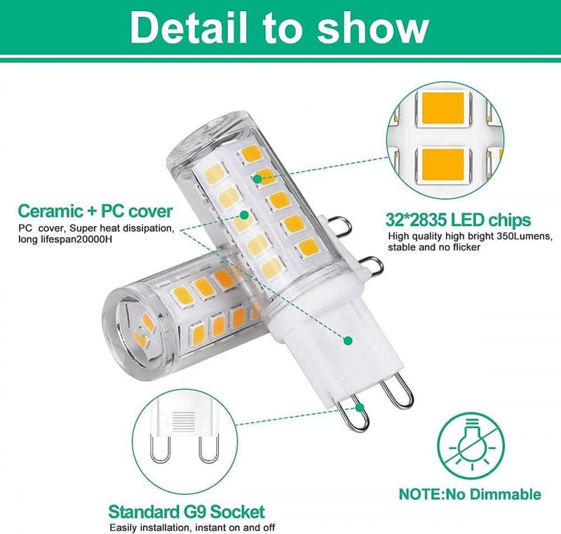 Tailcas G9 LED Izzó 3.5W Meleg Fehér 3000K 5db Csomag
