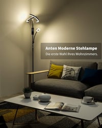 STEO Fekete Állólámpa LED 20W Távirányítóval - Dimmelhető Padlólámpa 7W Olvasólámpával, 3 Színhőmérséklet, 1500LM, Nappali, Hálószoba, Iroda 6