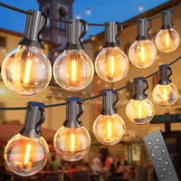 SUWIN Kültéri Fényfüzér 45m - 75+2 LED Izzós Kerti Világítás, Időjárásálló Fénysor Meleg Fehér Fénnyel, Dimmelhető, Teraszra, Erkélyre, Kert 1