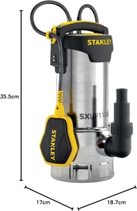 Stanley SXUP1100XDE Szennyvíz Szivattyú 1100W - Erőteljes Búvárszivattyú 16500 l/h Kapacitással, 10,5m Emelőmagassággal Pincékhez, Eláraszto 4