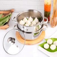 Rozsdamentes acél párolóedény 3L, üvegfedővel, indukciós főzőlapra - 22cm 7
