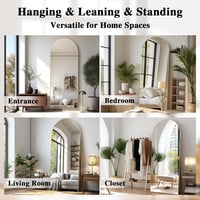 LunaMirror Ívelt Arany Álló Tükör 192x85 cm - Teljes Alakos Padlótükör Hálószobába, Nappaliba - Nagyméretű Fali Tükör Nano Üvegből Alumínium 5