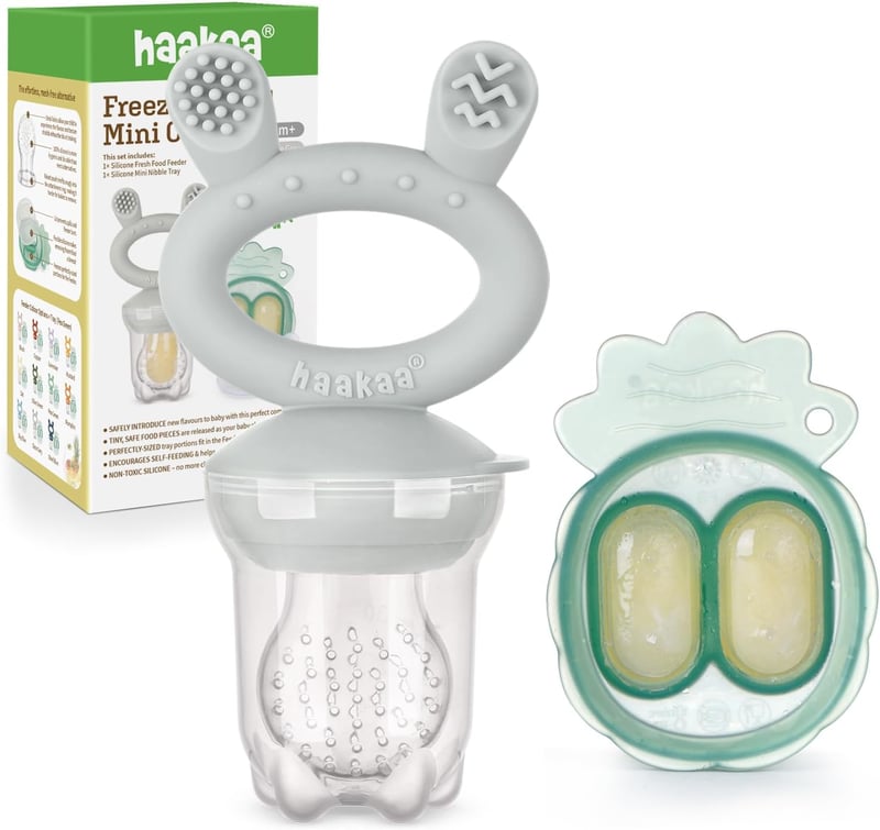 Haakaa baba ételadagoló és mini fagyasztó szett - BPA-mentes, 4 hónapos kortól (szürke)