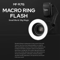 Godox MF-R76 Makró Körvaku GN14 - 10 Fényerőszint, 8 Adaptergyűrű, Nagy Kapacitású Akkumulátor - Canon, Nikon, Sony, Fuji, Olympus DSLR Fény 2