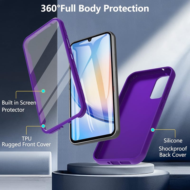 Samsung Galaxy A34 5G 360 fokos védőtok beépített kijelzővédővel - Lila