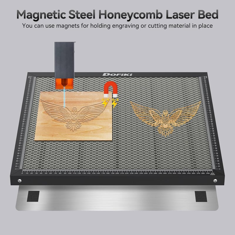 Dofiki Acél Méhsejt Munkaasztal 235x235mm - Ender 3 V2/Pro 3D Nyomtatókhoz - Lézer Gravírozó Alaplap Mágnesezhető Felülettel és 10 Rögzítőtű