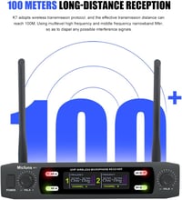 Micfuns K7 Profi vezeték nélküli karaoke mikrofon szett, 2 kézi VHF, 100m hatótáv 4