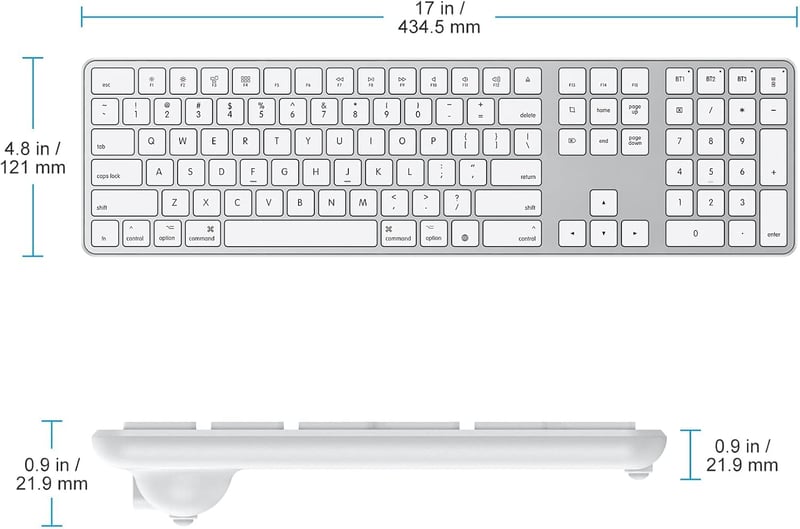 OMOTON Bluetooth Billentyűzet Numerikus Résszel, Újratölthető Vezeték Nélküli Klaviatúra MacBook Pro/Air, iMac, Mac mini/Pro és PC Eszközökh