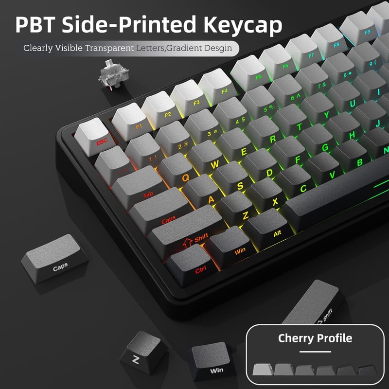 AJAZZ x Attack Shark X85 Mechanikus Gamer Billentyűzet, 75% Vezeték Nélküli, 5 Rétegű Hangtompítás, PBT Billentyűk, RGB, Hot-Swap, PC/Mac