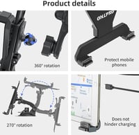 OHLPRO Tablet Tartó Autóba - 360° Forgatható iPad Rögzítő Műszerfalra és Szélvédőre, 6-11 Colos Készülékekhez, iPad, Samsung, Huawei Tablete 5
