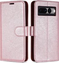 Google Pixel 7 Pro rózsaarany bőr flip tok kártyatartóval, állvánnyal 1