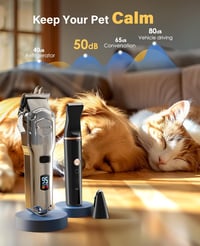 oneisall 3-in-1 Vízálló Kutyanyíró Szett - IPX7 Szőrnyíró Vastag Bundához, Mancsnyíró és Trimmelő Kutyáknak, Macskáknak, Vezeték Nélküli - Silver, Black 5
