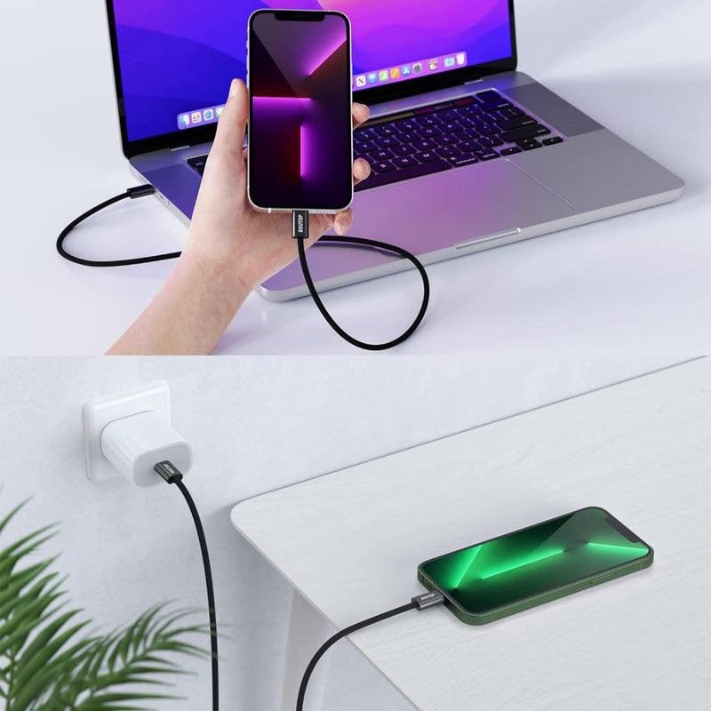 Apple Lightning gyorstöltő kábel 2db, fekete nylon, MFi tanúsított