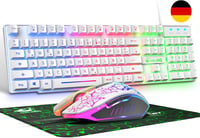 Trust GXT 838 Azor fehér RGB gaming billentyűzet és egér szett PC/PS5/PS4/Xbox 1