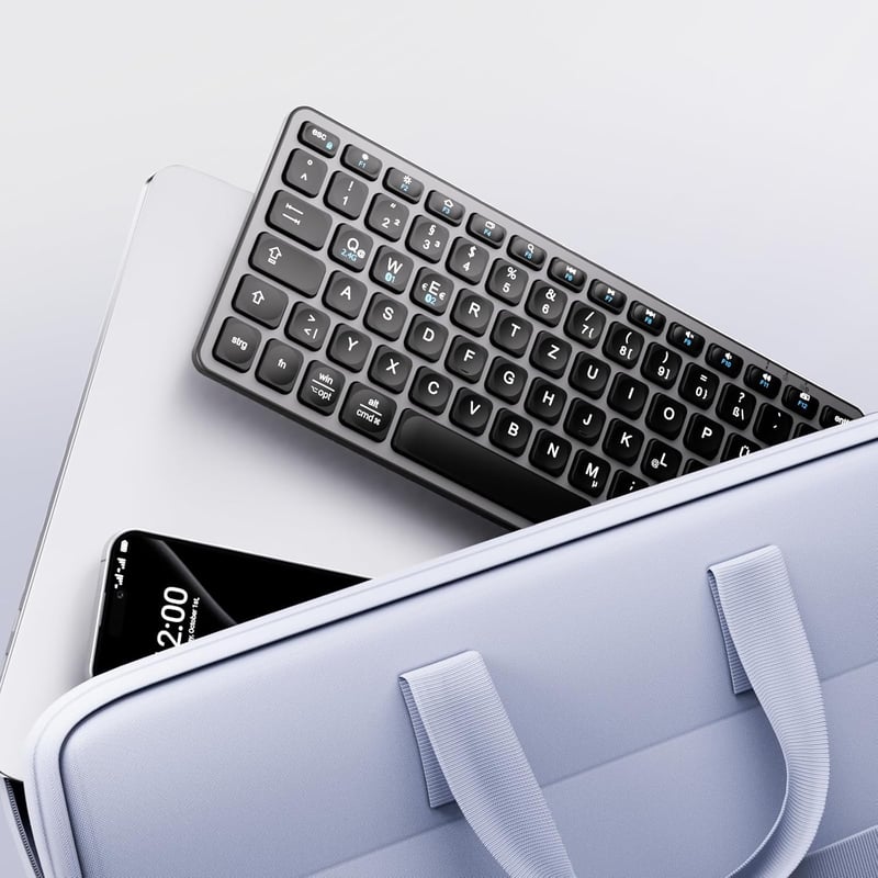 iClever Bluetooth Billentyűzet, Vezeték Nélküli Német QWERTZ Kiosztás, Újratölthető, 3 Eszköz Közötti Váltás, MacBook Pro/Air, iMac Kompatib