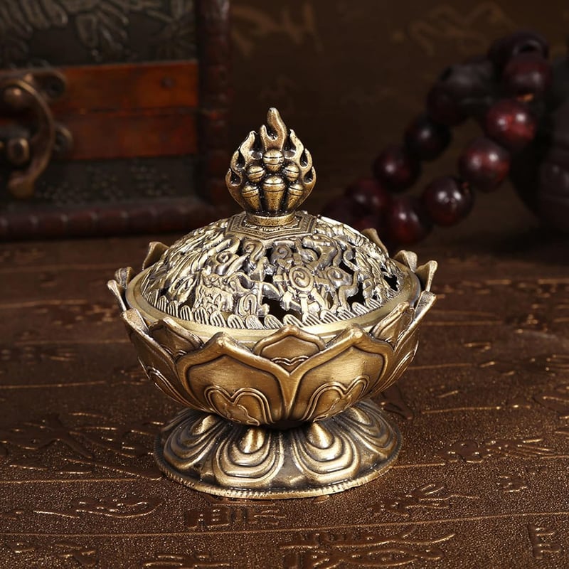 Vintage bronz füstölőtartó, visszafolyó füstölőkhöz, dekoratív