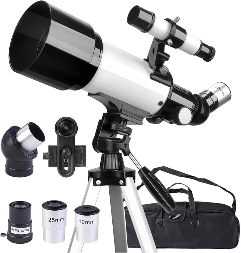 Misilmp Csillagászati Teleszkóp 70mm Objektívvel - 400mm Refraktoros Távcső Mobiltartóval, Hordtáskával, Állvánnya