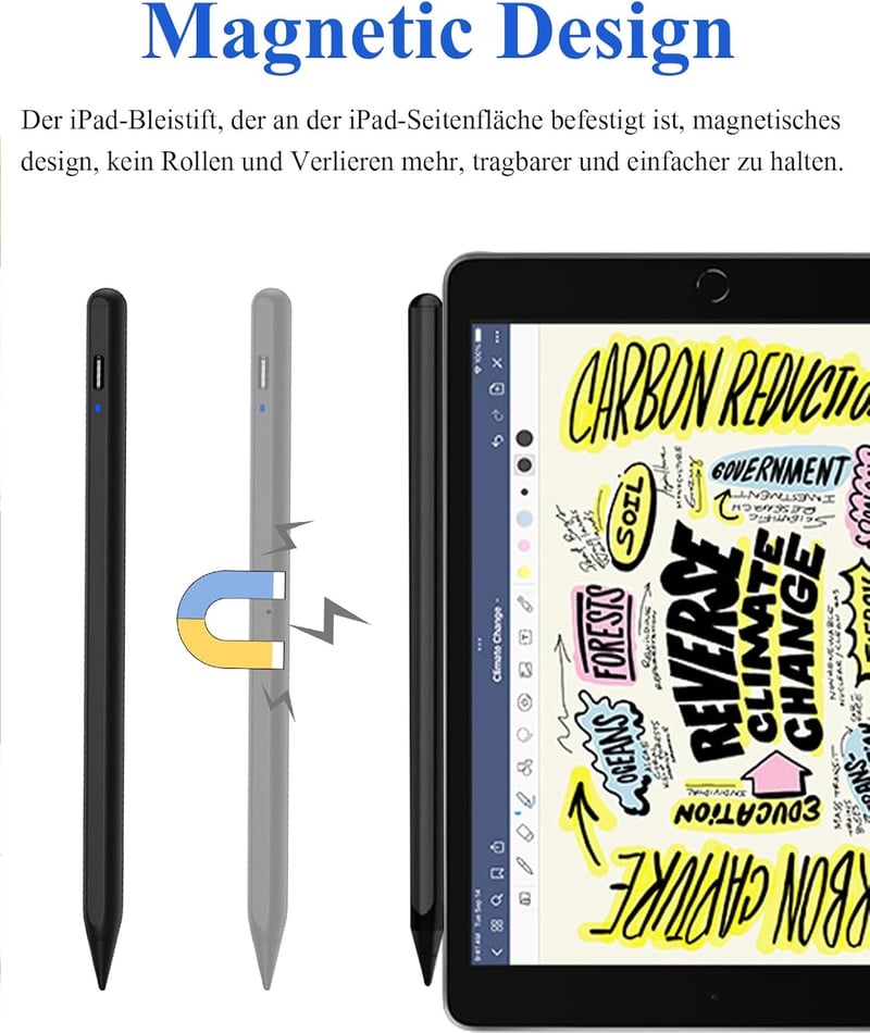 Kenkor mágneses érintőceruza 1,5 mm-es heggyel - iPad, iPhone és Android készülékekhez (fekete)