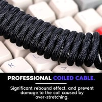 EPOMAKER 1,8m-es Spirál USB-C Gamer Billentyűzet Kábel, Leválasztható Csatlakozóval, Fekete 4
