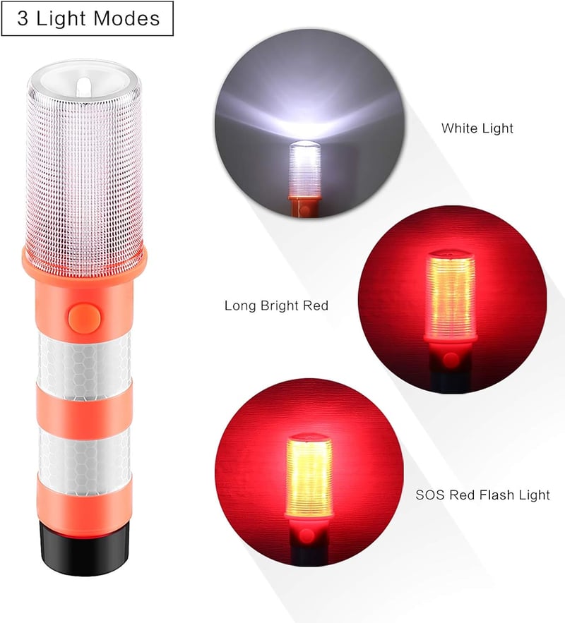 ZONJIE LED Vészjelző Lámpa Szett - 2 db Mágneses Piros Fényjelző, 3 Világítási Móddal, Autós Biztonsághoz, Kempinghez, Vízálló