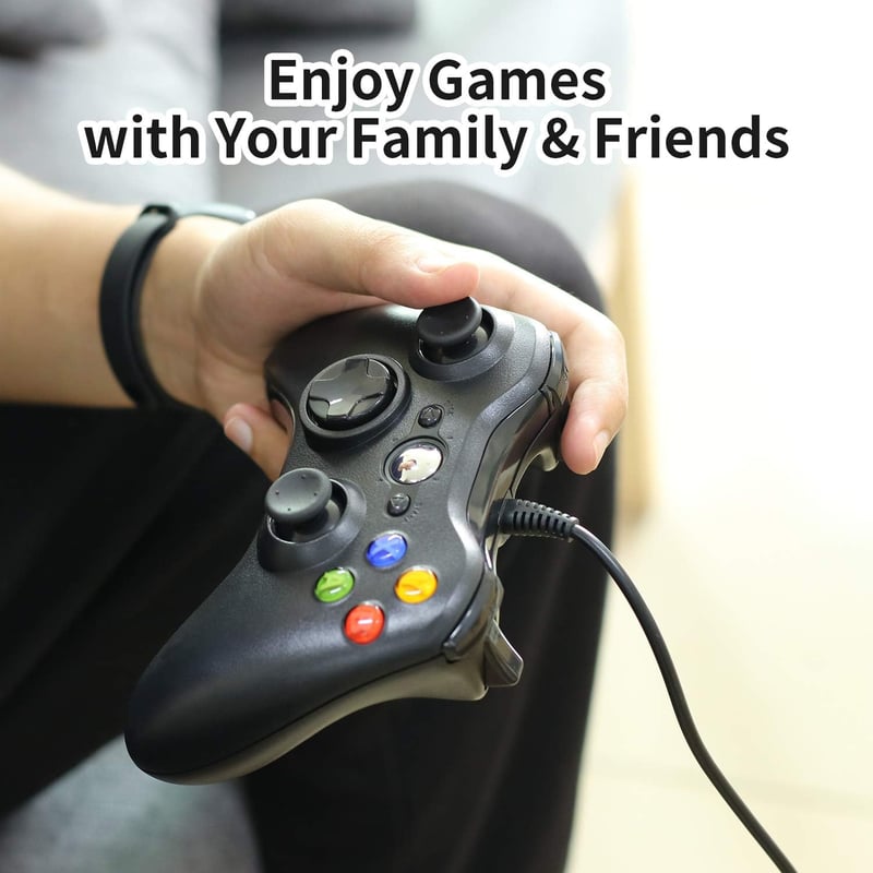 Dhaose Xbox 360 Vezetékes Kontroller PC Windows 7/8/10 Kompatibilis, Ergonomikus Gamepad Kettős Vibrációval, USB Csatlakozás, Plug and Play