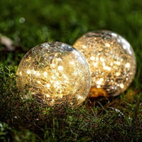 Kizozo 12cm-es Kerti Napelemes Gömblámpa, 2db IP55 Vízálló, 30 LED-es Meleg Fehér Kültéri Talajlámpa 1