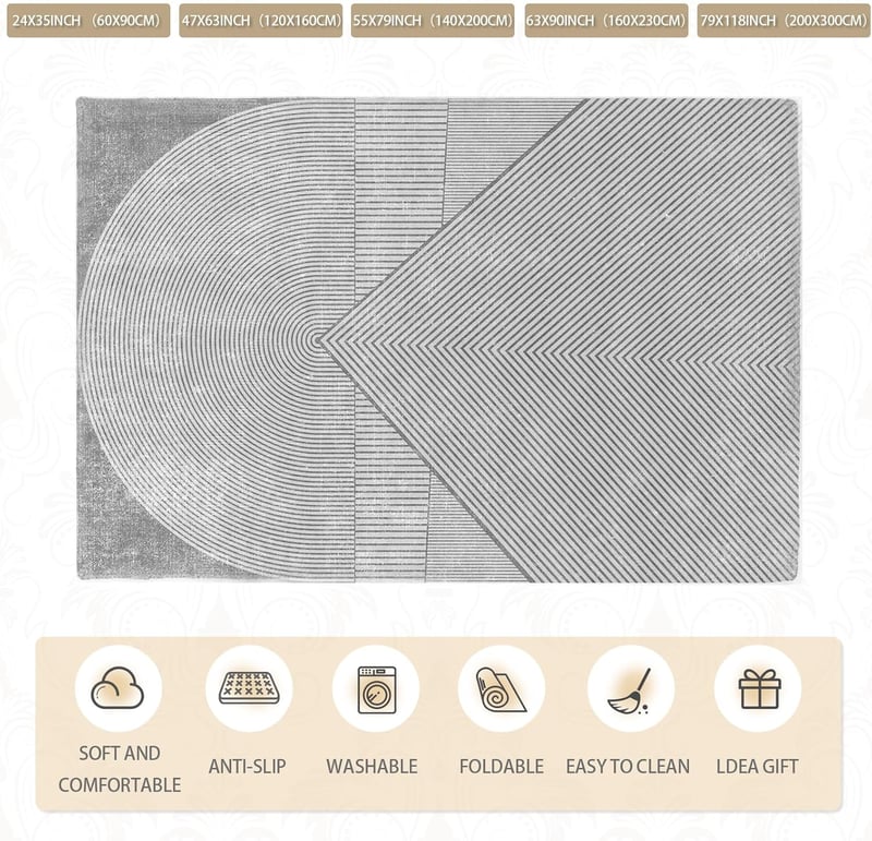 3D Effect Rug Indoor & Outdoor Rug Balcony Patio Kitchen Rug Modern Rug Anthracite Grey Living Room Bedroom Rug (Anthracite Grey, 120 x 160 cm) - 120 X 160 CM, Anthracite Grey
