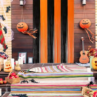 Cortină decorativă de Halloween, înfricoșătoare, negru-portocaliu. 6
