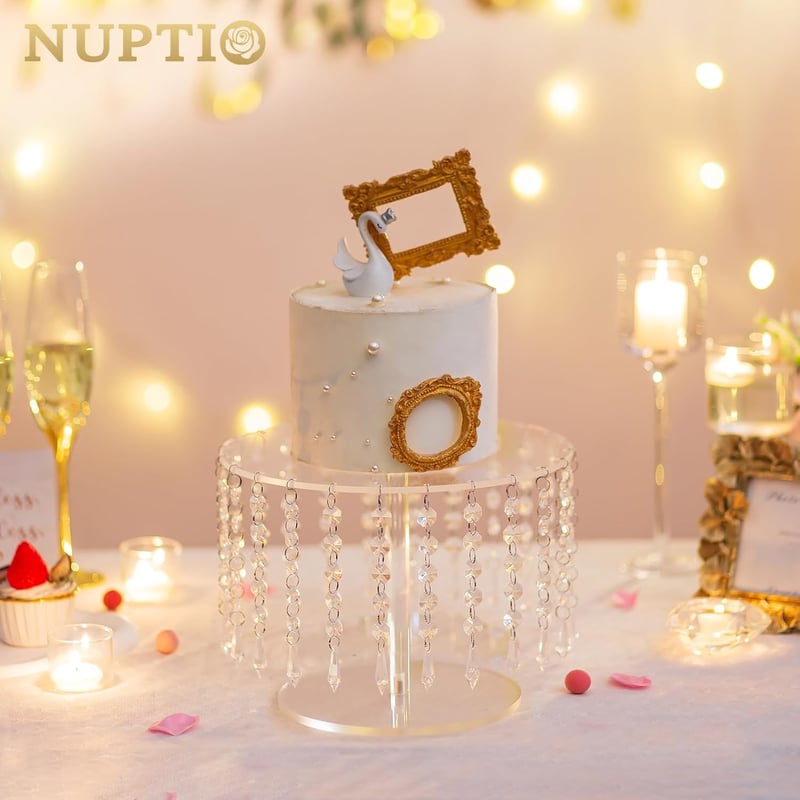 NUPTIO 26 cm Átlátszó Kerek Tortatartó - Akril Esküvői Tortaállvány Születésnapi Süteményekhez, Desszertekhez, Bel- és Kültéri Használatra