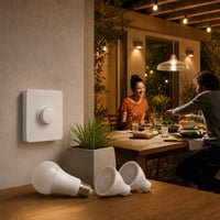 Pachet Smart Lighting: 1x protecție întrerupător + 1x bec LED E27 + 2x spoturi LED GU10 1