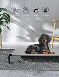BestVida Emelt Kutyafekhely - 89x71x20 cm, Vízálló, Szürke, Kis Testű Kutyáknak, 59 kg Teherbírással, Acél Vázzal 6