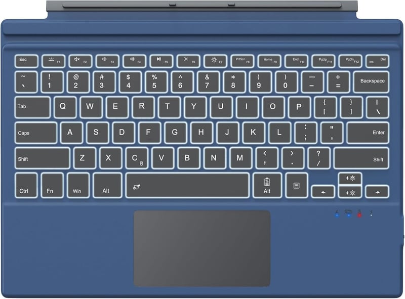 MoKo Bluetooth Billentyűzet Touchpaddal Surface Pro 7+/7/6/5/4/3 Készülékekhez - 7 Színű RGB Háttérvilágítás, Újratölthető, QWERTY