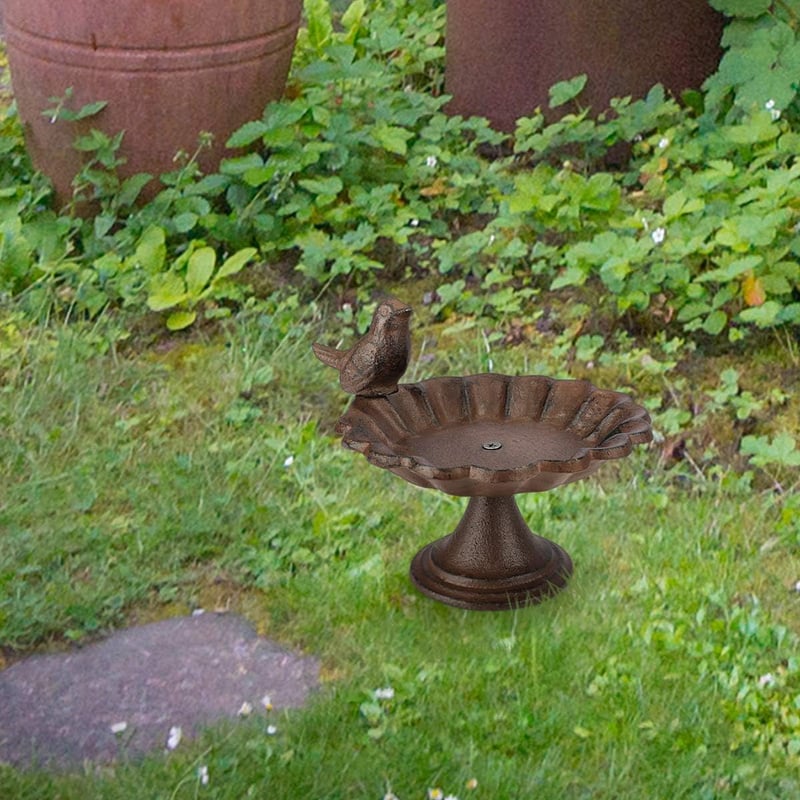 WILDLIFE FRIEND Álló Madáritató Kertbe és Erkélyre - Fagyálló Öntöttvas Víztál Madaraknak, Méheknek, Rovaroknak, Barna Színben