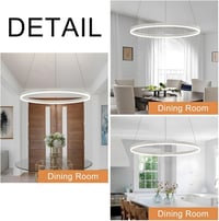 YYUTLUO Modern LED Csillár - 60 cm Fehér-Arany Kör Alakú Függőlámpa, 29W, Távirányítható, Fényerőszabályozható, Nappali Szobába, Akril-Alumí 3