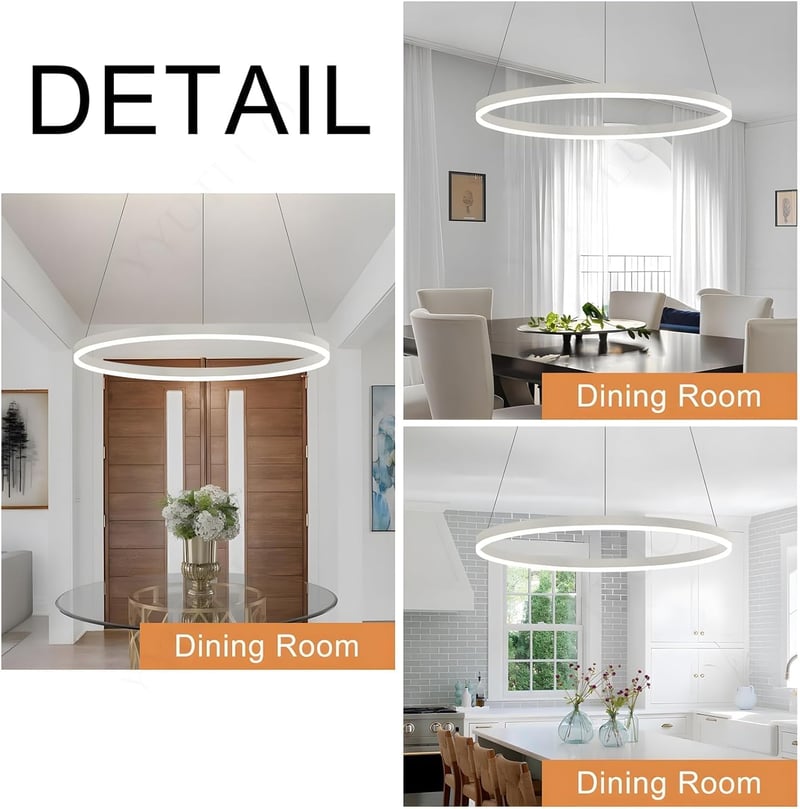 YYUTLUO Modern LED Csillár - 60 cm Fehér-Arany Kör Alakú Függőlámpa, 29W, Távirányítható, Fényerőszabályozható, Nappali Szobába, Akril-Alumí