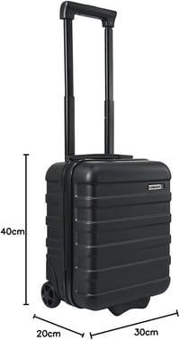 Cabin Max Anode Fekete Kemény Héjú Kabinbőrönd, Könnyű ABS Gurulós Utazótáska 4 Kerékkel, Wizz Air Kompatibilis 40x30x20cm 16