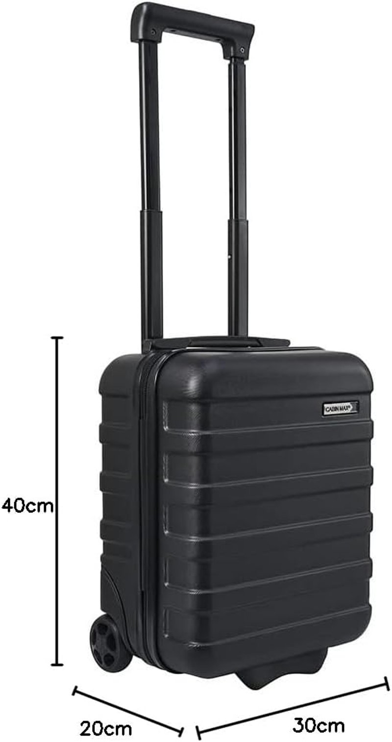 Cabin Max Anode Fekete Kemény Héjú Kabinbőrönd, Könnyű ABS Gurulós Utazótáska 4 Kerékkel, Wizz Air Kompatibilis 40x30x20cm